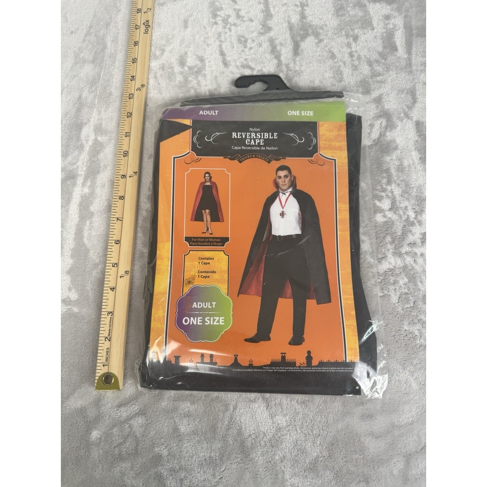 Adult One Size Black/Red Reversible Cape Halloween Vampire Accessory. Man Woman